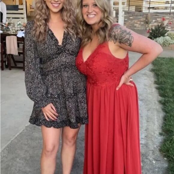 NWOT Lulus Admire You Black Floral Print Ruffled Long Sleeve Mini Dress - Picture 12 of 13